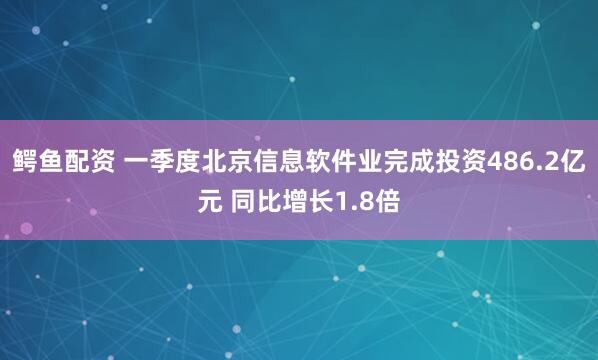 鳄鱼配资 一季度北京信息软件业完成投资486.2亿元 同比增长1.8倍
